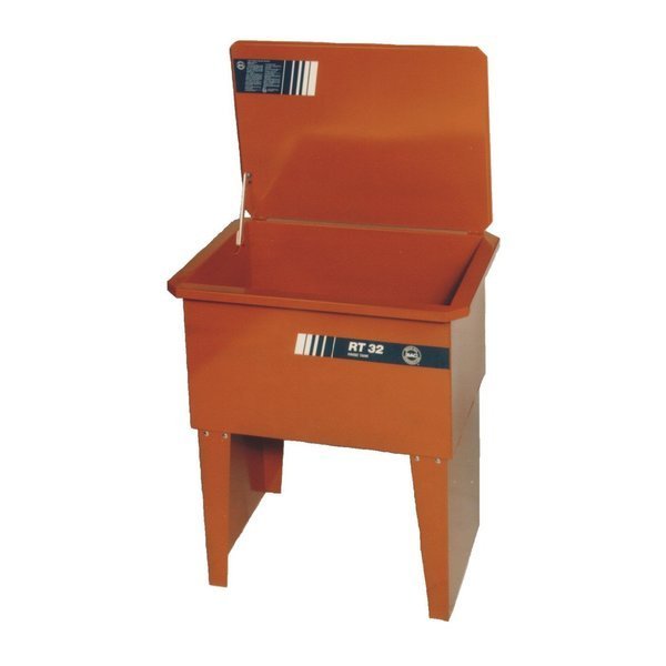 Parts Washer, 38-Gallon Steel Rinse Tank for Solvents, Fusible-Link Lid, Heavy Duty Steel Legs, Build-All, Mfr#: RT-40